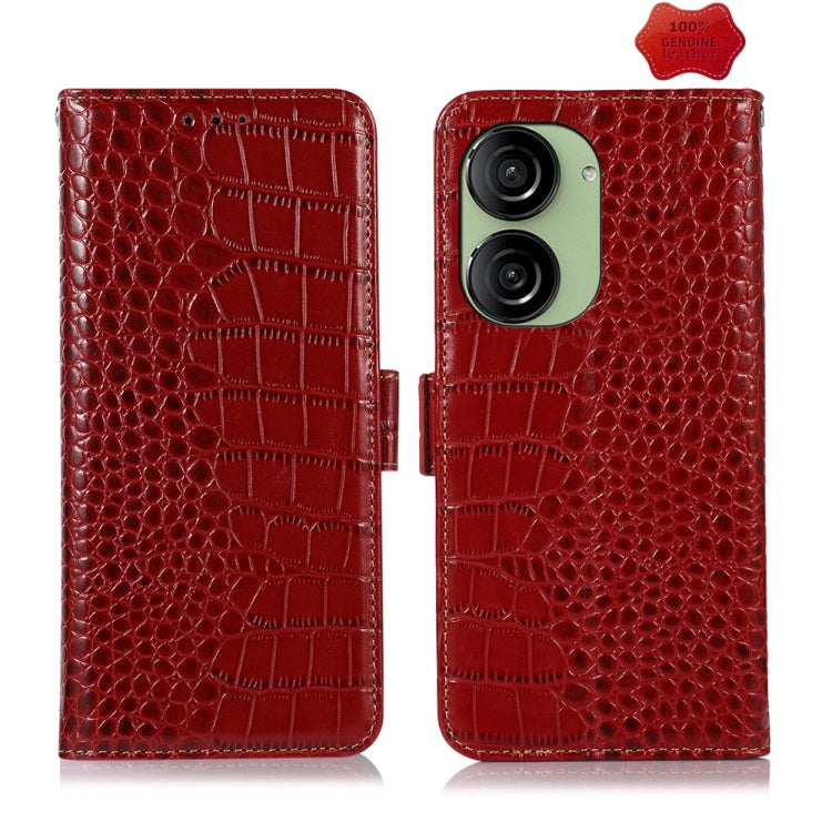Crocodile Top Layer Cowhide Leather Phone Case, For Asus ZenFone 10 / ZenFone 9