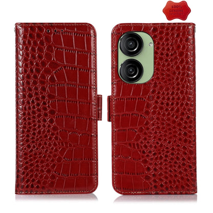 Crocodile Top Layer Cowhide Leather Phone Case, For Asus ZenFone 10 / ZenFone 9
