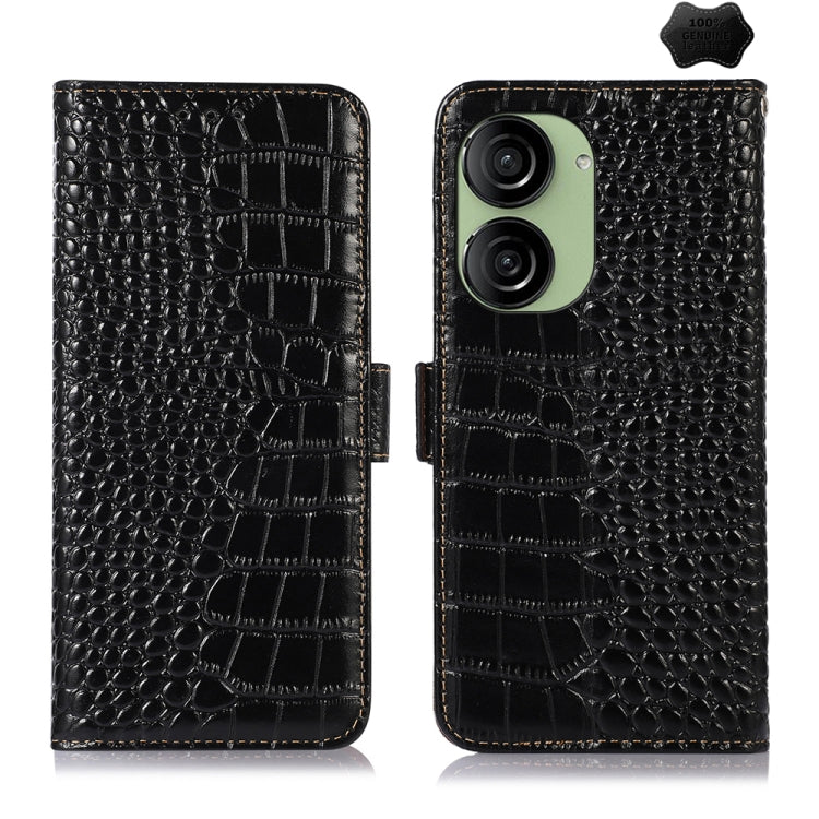 Crocodile Top Layer Cowhide Leather Phone Case, For Asus ZenFone 10 / ZenFone 9