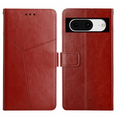 Red leather Y-pattern flip phone case with magnetic-style flap and camera cutout