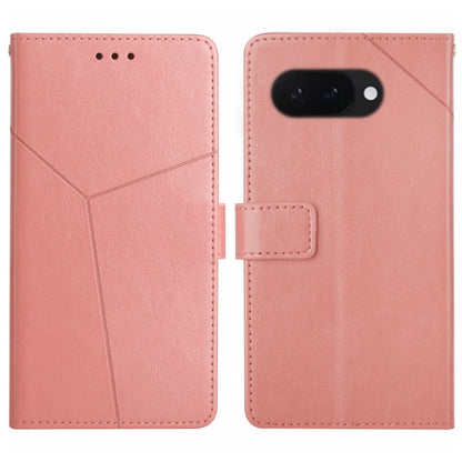 Pink Y-shaped pattern leather flip phone case with magnetic clasp and camera cutout