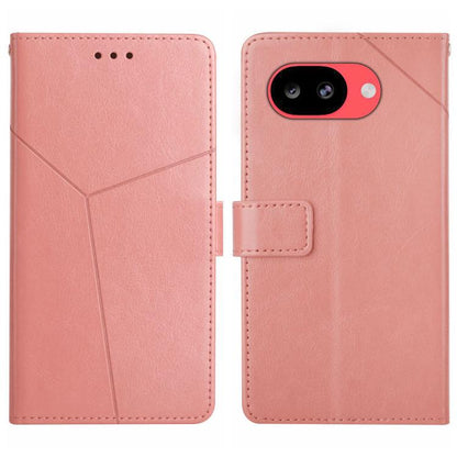 Pink Y-shaped pattern leather flip phone case with magnetic clasp and camera cutout