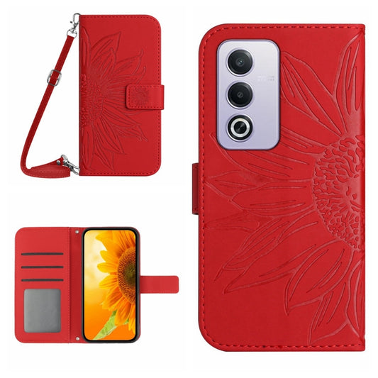 Skin Feel Sun Flower Embossed Flip Leather Phone Case with Lanyard, For OPPO A80 EU / A3 Pro Global, For OPPO A3 Pro 5G India / K12x 5G Global, For OPPO Reno12 F 5G Global, For OPPO Reno12 Pro 5G Global, For OPPO Reno12 5G Global, For OPPO A60 4G