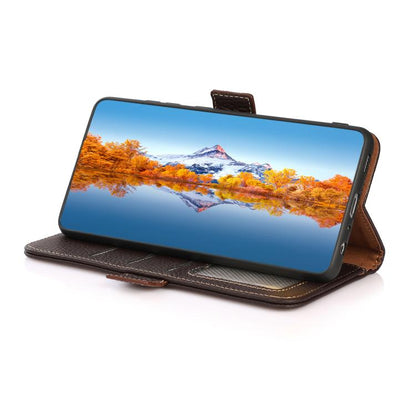 Brown leather wallet phone case with stand support, side magnetic closure
