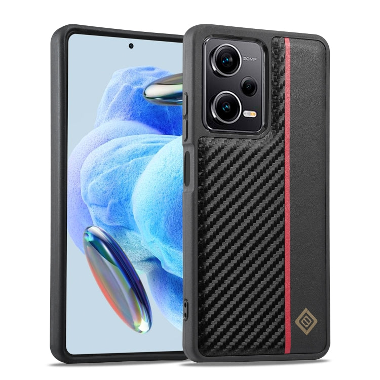 Black carbon fiber-texture shockproof phone case, red side stripe, front and back fit