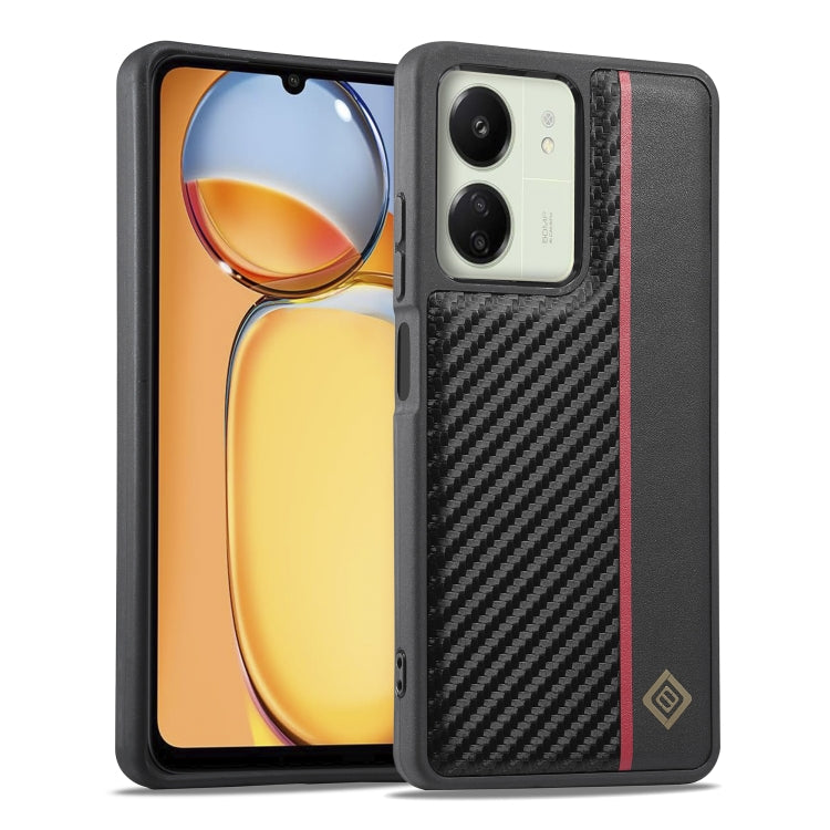 Shockproof phone case set: carbon fiber-texture back in black with red stripe, camera openings