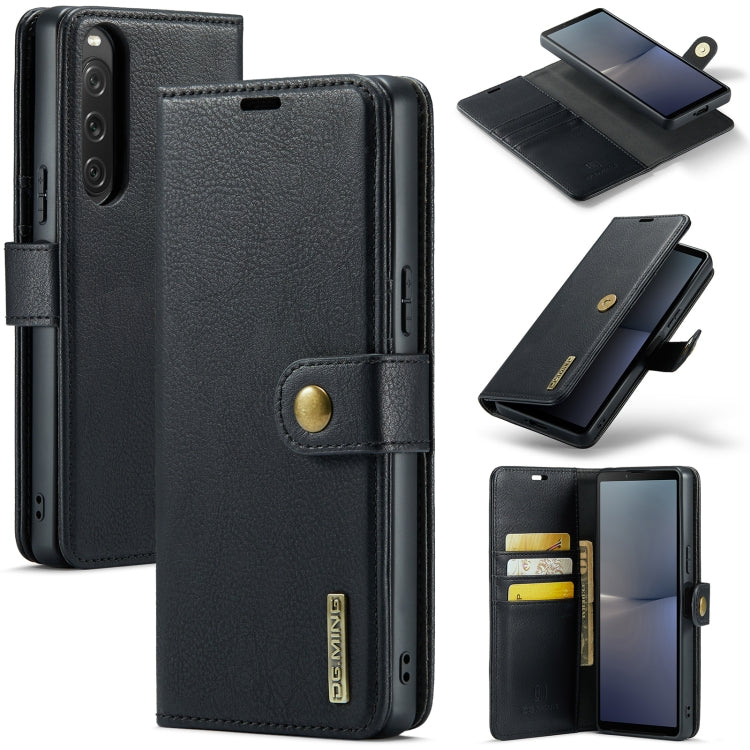 Dark grey leather folio phone case with magnetic detachable cover and card pocket