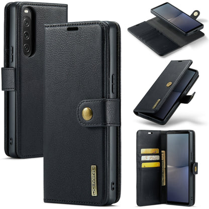 Dark grey leather folio phone case with magnetic detachable cover and card pocket