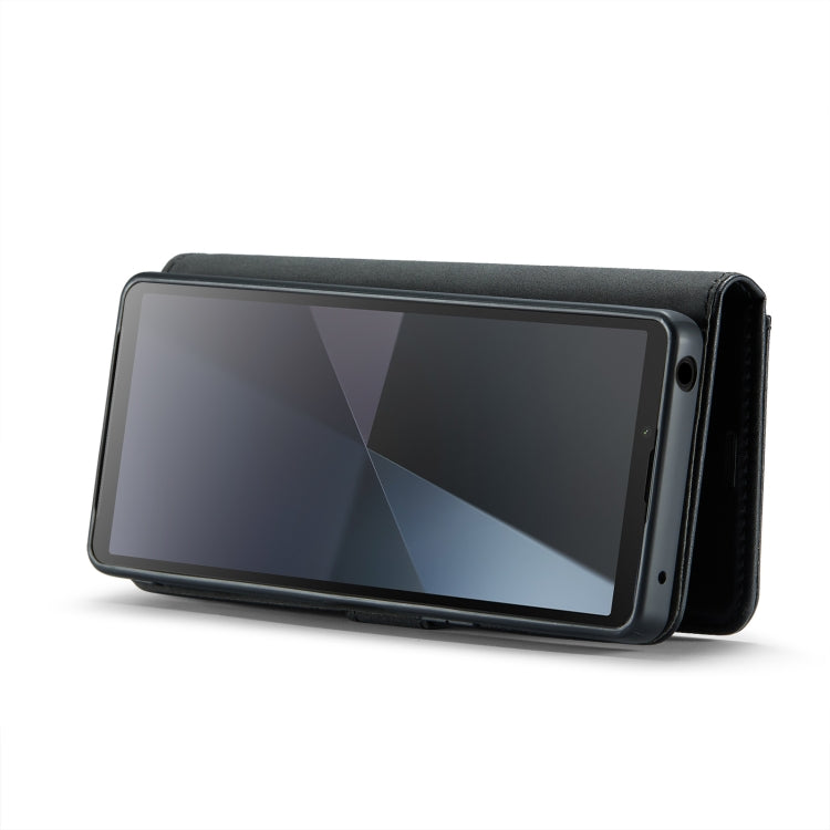 Black leather phone case with screen-facing cover in horizontal view