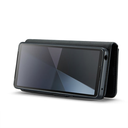 Black leather phone case with screen-facing cover in horizontal view