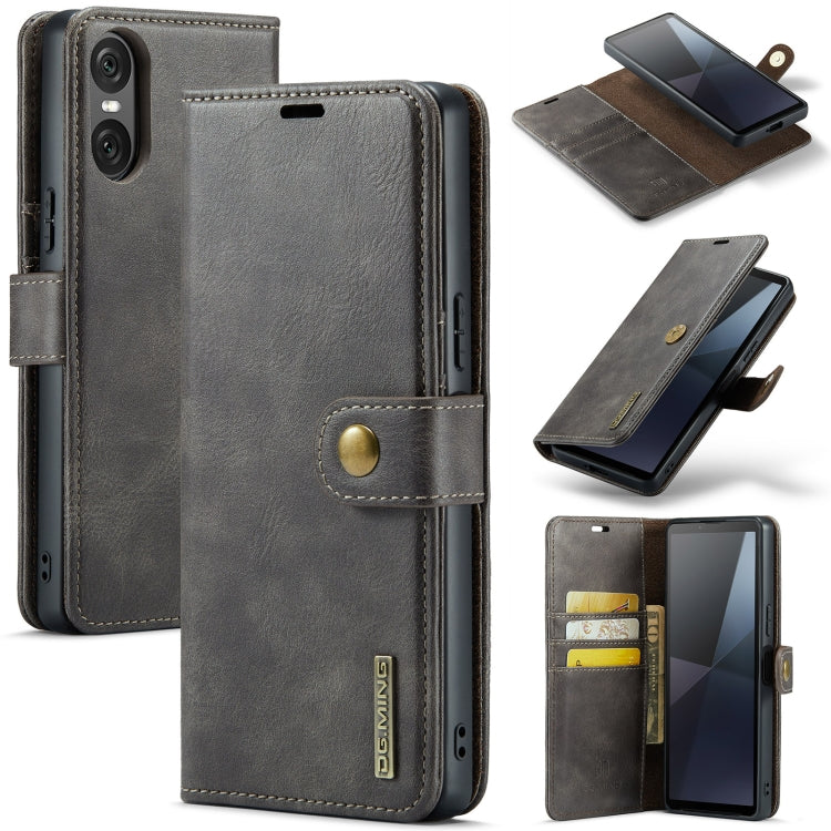Grey leather folio phone case with magnetic clasp and card pockets
