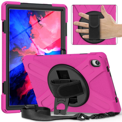 Silicone Hybrid PC Tablet Case with Grip & Shoulder Strap, For Lenovo Xiaoxin Pad 11 2020/2021/2022, For Lenovo Tab P11