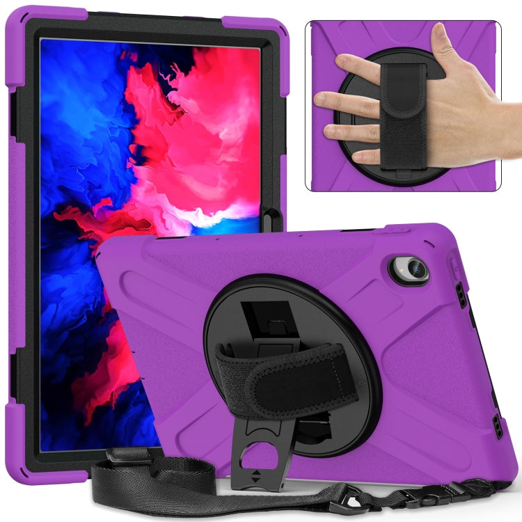 Silicone Hybrid PC Tablet Case with Grip & Shoulder Strap, For Lenovo Xiaoxin Pad 11 2020/2021/2022, For Lenovo Tab P11