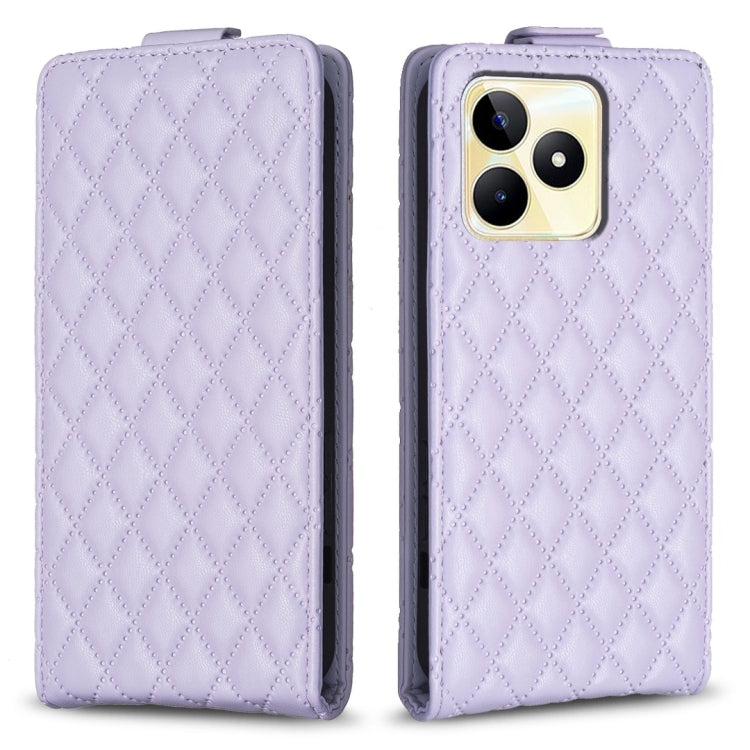 Diamond Lattice Vertical Flip Leather Phone Case, For Realme C53, For Realme C55