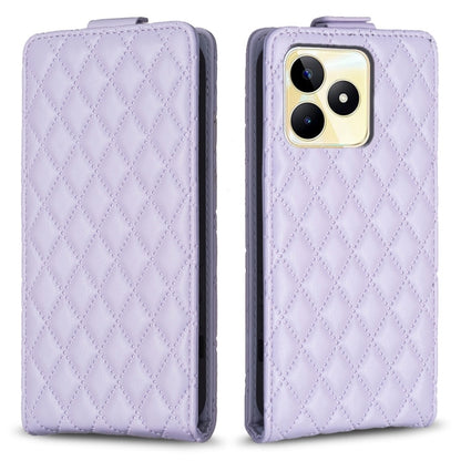 Diamond Lattice Vertical Flip Leather Phone Case, For Realme C53, For Realme C55
