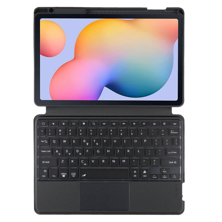 Black Bluetooth keyboard case with detachable back cover and viewing stand