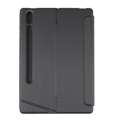 Dark textured tablet case back with port cutouts and camera opening