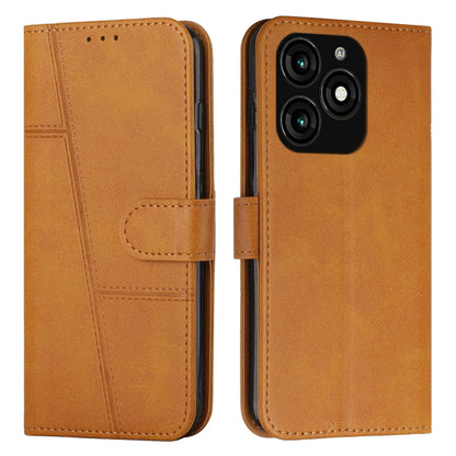 Brown leather phone case with buckle and stitched texture; slim front flap and camera cutout