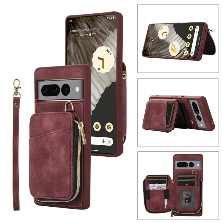 Zipper Card Bag Back Cover Phone Case, For Google Pixel 7a, For Google Pixel 7 Pro, For Google Pixel 7, For Google Pixel 6a