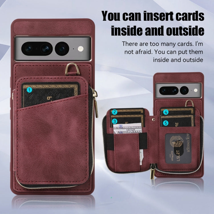 Zipper Card Bag Back Cover Phone Case, For Google Pixel 7a, For Google Pixel 7 Pro, For Google Pixel 7, For Google Pixel 6a