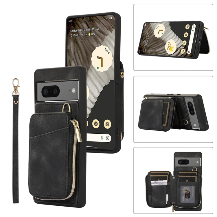 Zipper Card Bag Back Cover Phone Case, For Google Pixel 7a, For Google Pixel 7 Pro, For Google Pixel 7, For Google Pixel 6a