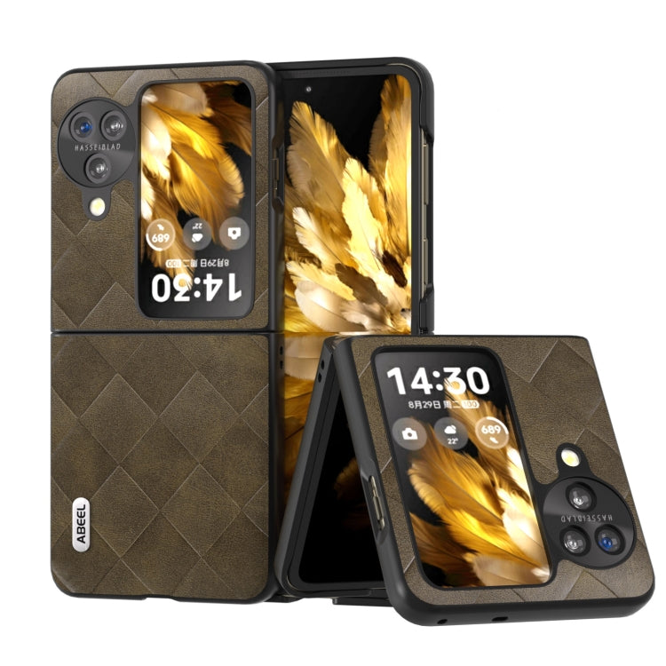 Brown PU plaid phone case with front window and folding stand