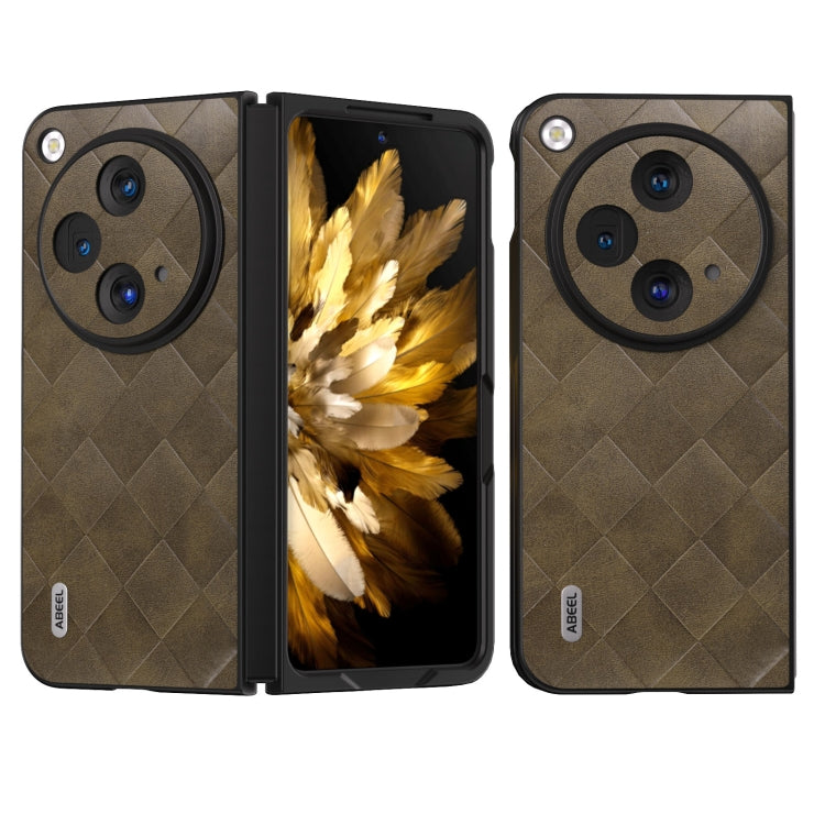 Green PU plaid phone case with camera cutouts, open front and back views