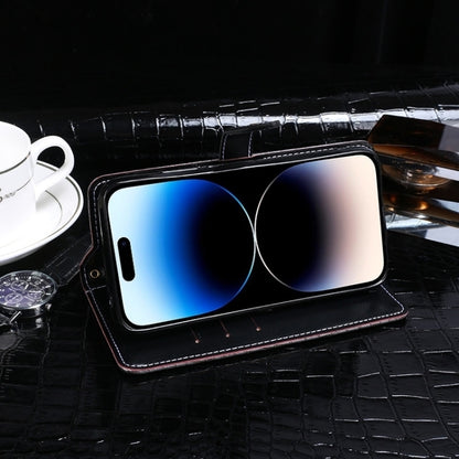 Crocodile-texture leather wallet phone case, black, with front magnetic flap and phone cover