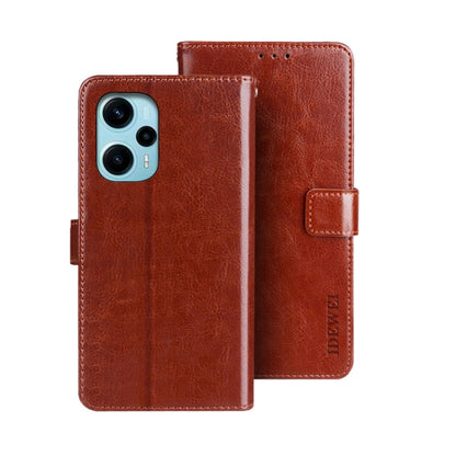 Brown crazy-horse leather wallet phone case with magnetic flap and card holder.