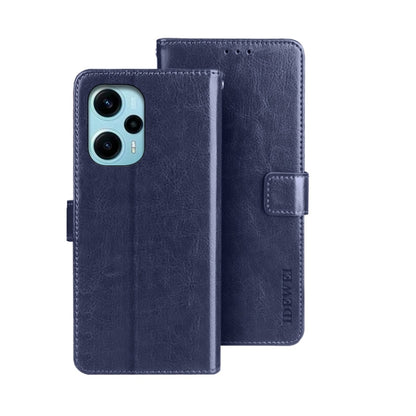 Dark blue crazy-horse leather wallet phone case with magnetic flap and card holder.