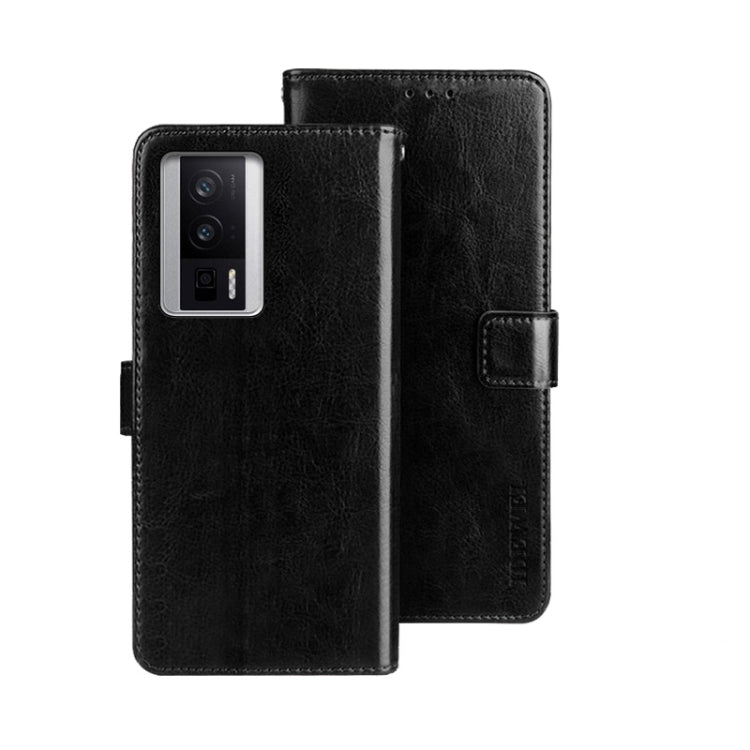 Black leather folio phone case with flip cover and front card pocket