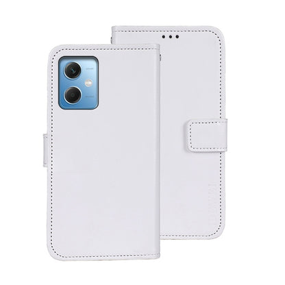 White leather folio phone case with card slot and camera cutout