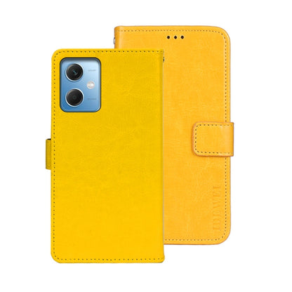 Yellow crazy horse leather folio phone case with card slot and camera cutout