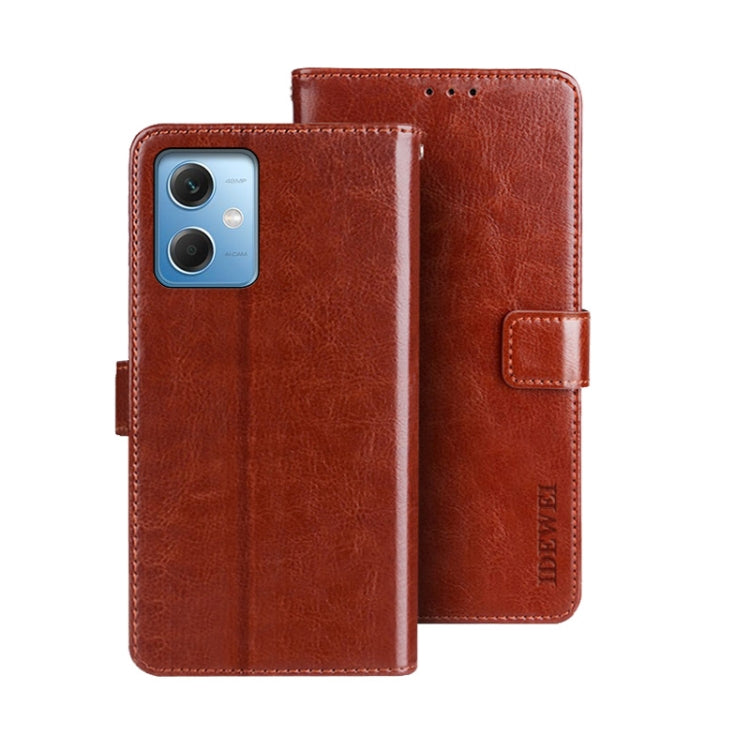 Brown crazy horse leather folio phone case with card slot and camera cutout