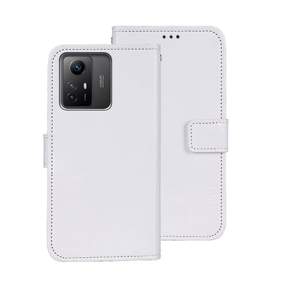 White leather folio phone case with flip cover and front card pocket