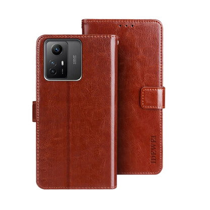 Brown crazy horse leather folio phone case with card slot and camera cutout