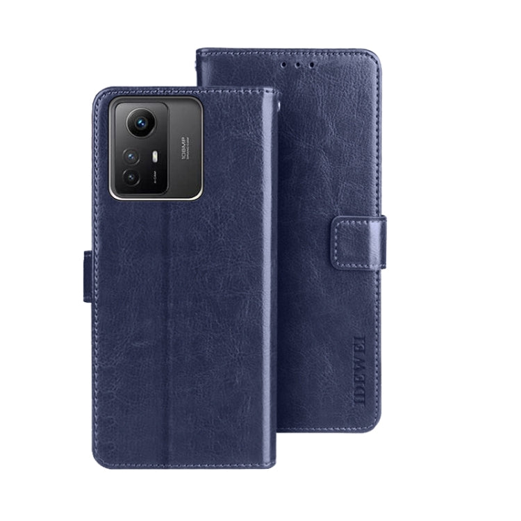 Navy blue crazy horse leather folio phone case with card slot and camera cutout