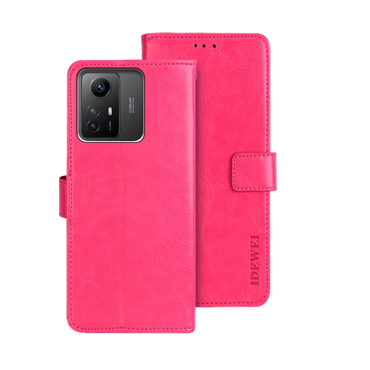 Rose pink crazy horse leather folio phone case with card slot and camera cutout