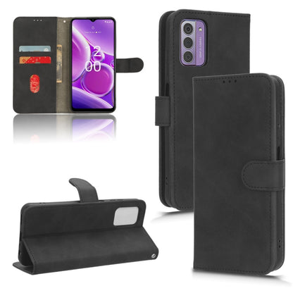 Black magnetic flip leather phone case with camera opening and front clasp