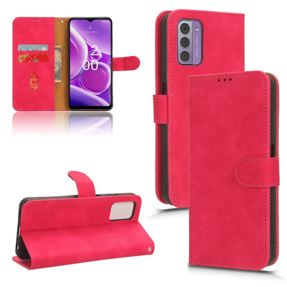 Rose red magnetic flip leather phone case showing camera cutout and front cover