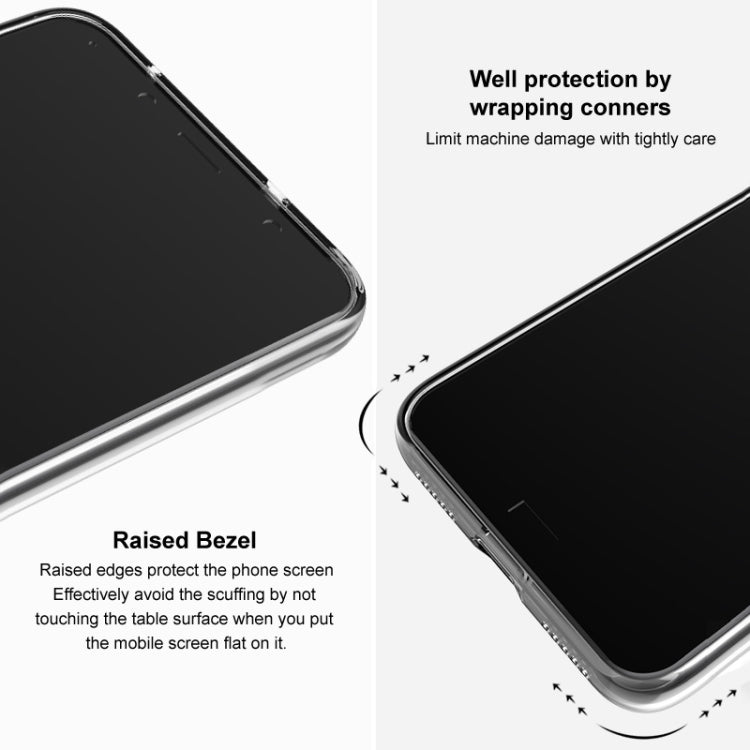 Transparent TPU phone case with raised bezel and snug corner wrapping