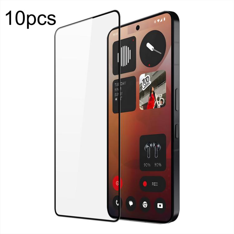 Tempered glass screen protector film set (10 pcs), front glass overlay on phone