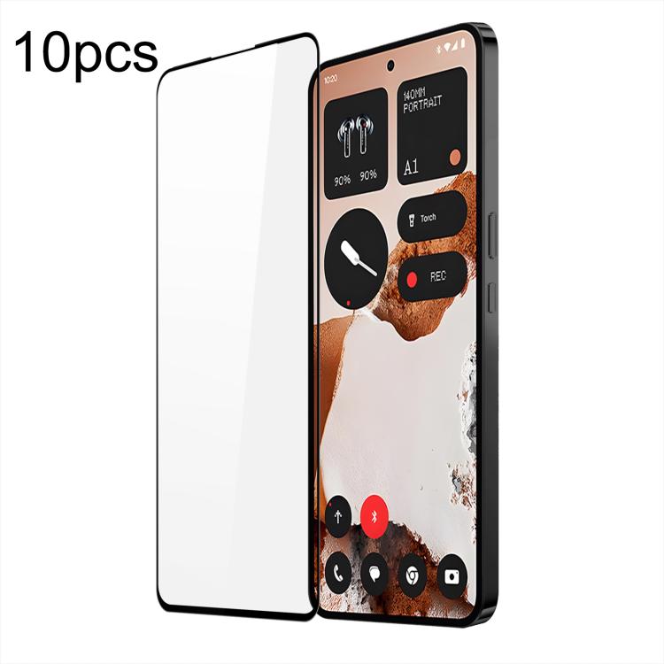 Tempered glass screen protector film set (10 pcs), front glass overlay on phone