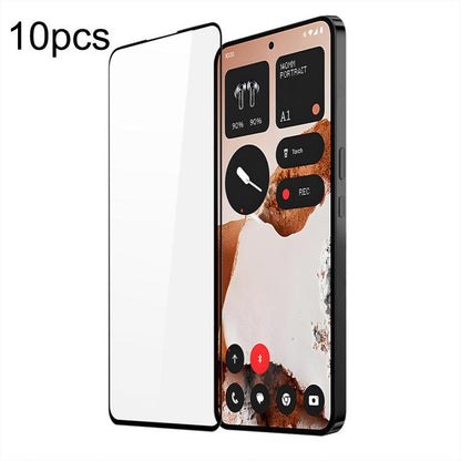 Tempered glass screen protector film set (10 pcs), front glass overlay on phone
