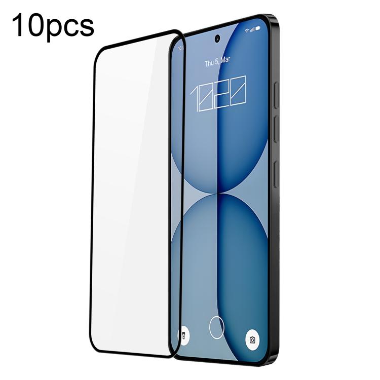 Tempered glass screen protector film set (10 pcs), full-screen coverage on phone