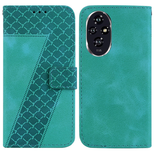 Green embossed leather phone wallet case with flip cover and magnetic clasp, card pocket.