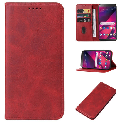 Red leather phone case with magnetic closure and flip cover for screen protection