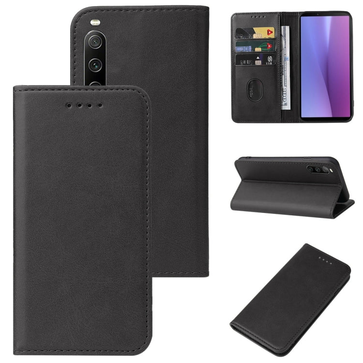 Black leather magnetic folio phone case with card slots and viewing stand fold.