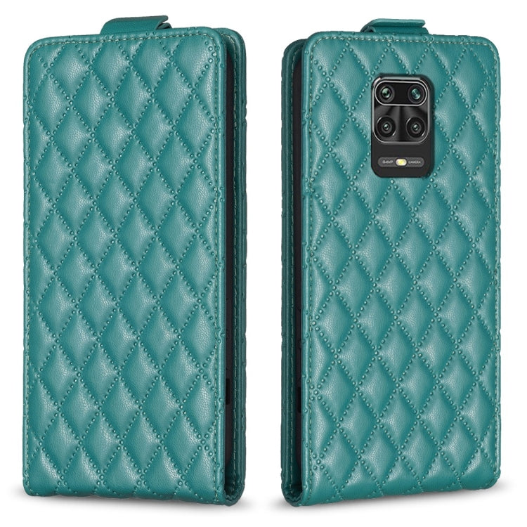 Teal leather flip phone case with diamond lattice texture and camera cutout