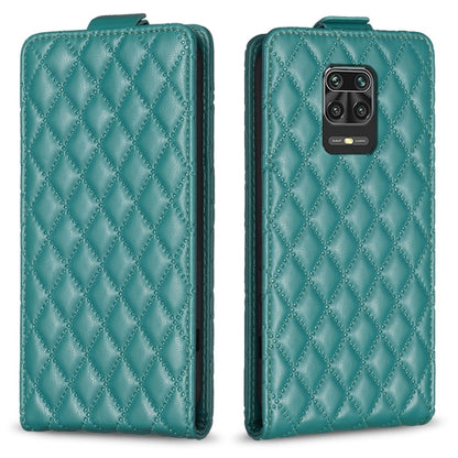 Teal leather flip phone case with diamond lattice texture and camera cutout